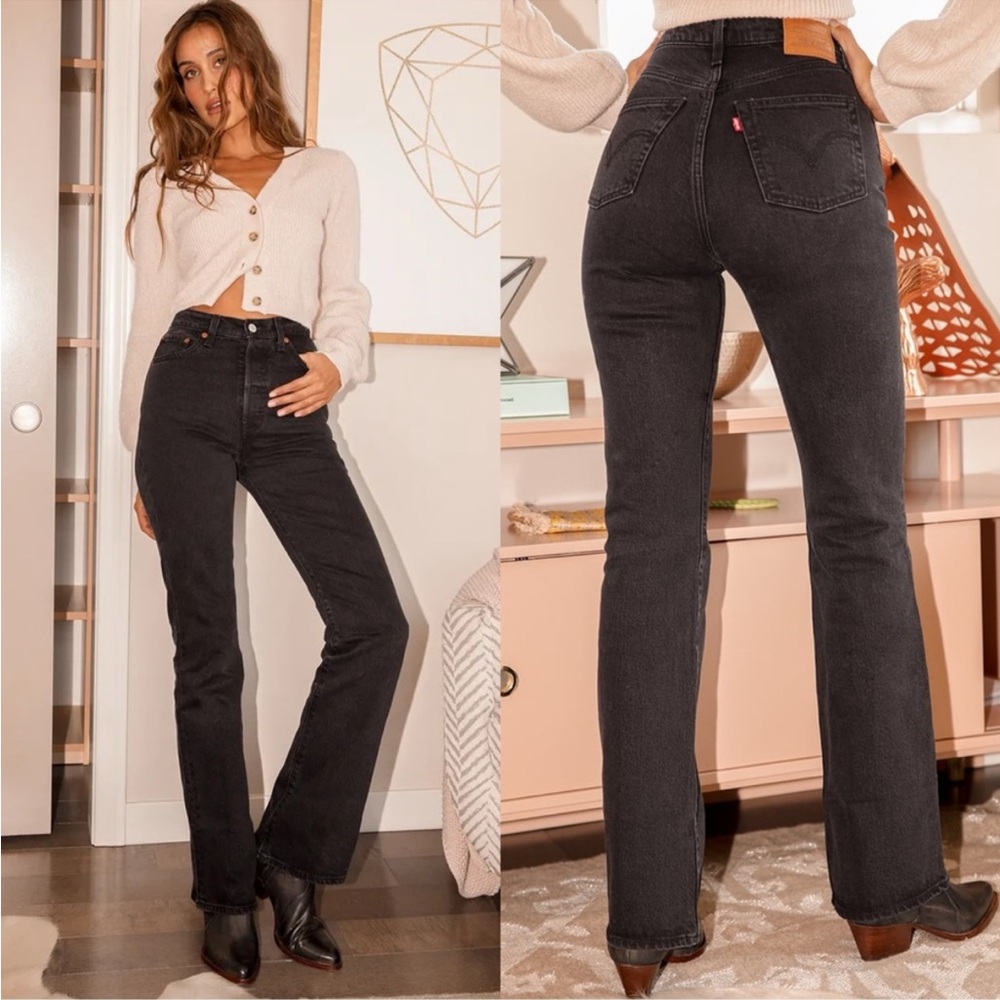 Levi’s Ribcage Boot Cut Jeans Black Lake